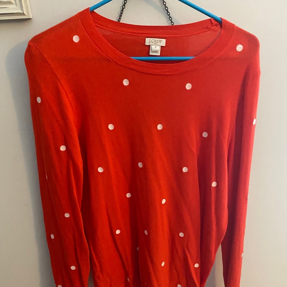 Orange polka dot sweater Jcrew factory